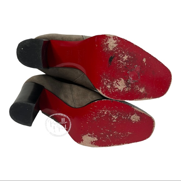 Christian Louboutin Crosta Verabotta 85 Chelsea Boots Grey Black Ankle Booties - Picture 8 of 11